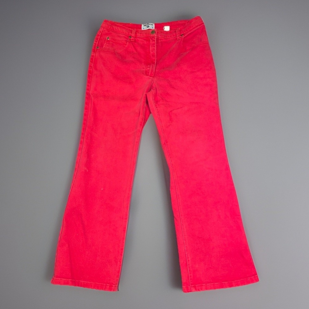 Vintage 80's John Baner Red Denim Jeans Relaxed Fit Mid Rise - Size 14